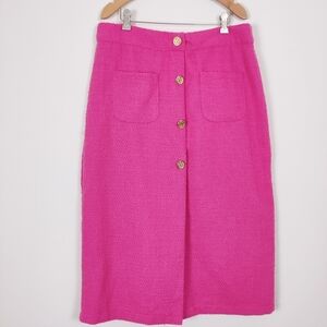 Ultra Pink Women's Maxi Tweed Skirt in Pink Size Large Gold Hardware Barbiecore